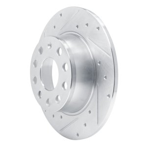 Audi Q2 Brake Rotor (1) - Rear Left - R1 Concepts - Drilled & Slotted - Silver - `17-`25